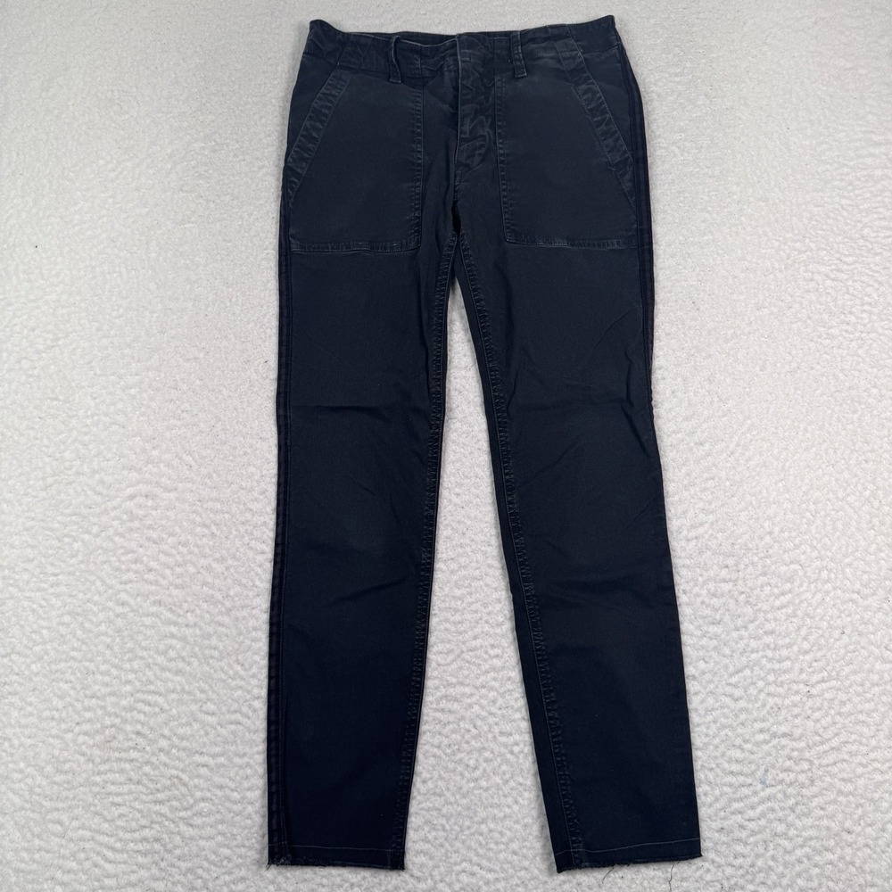 Nili Lotan Pants Womens 00 Military Style Faded Black Cotton Blend Raw Hem 26x26